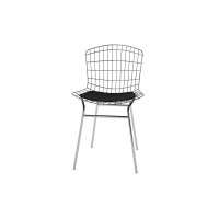 Manhattan Comfort 197AMC1 Madeline Metal Chair with Seat Cushion  in Silver and Black